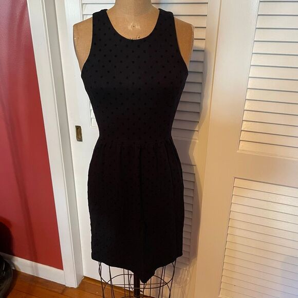 J CREW | black polka dot on black mini dress XXS - Picture 1 of 7
